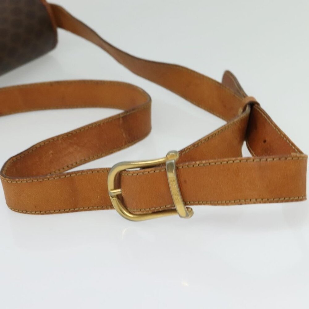 Authentic CELINE Macadam Canvas Shoulder Bag PVC Leather Brown Gold - Picture 14 of 16